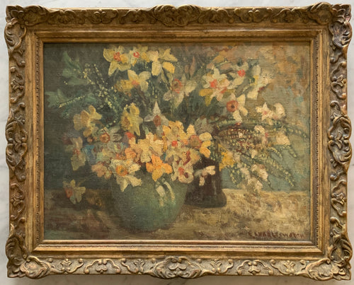 Oil painting on canvas: Daffodils (E. Charlesworth)